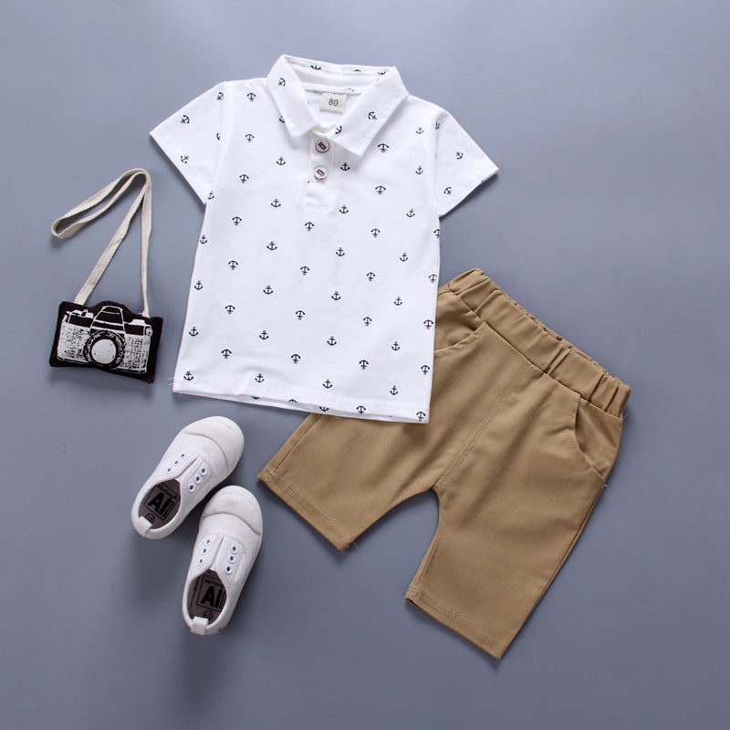 Anchor Print Boys' Short Sleeve Suit Anchor Print Boys' Short Sleeve Suit